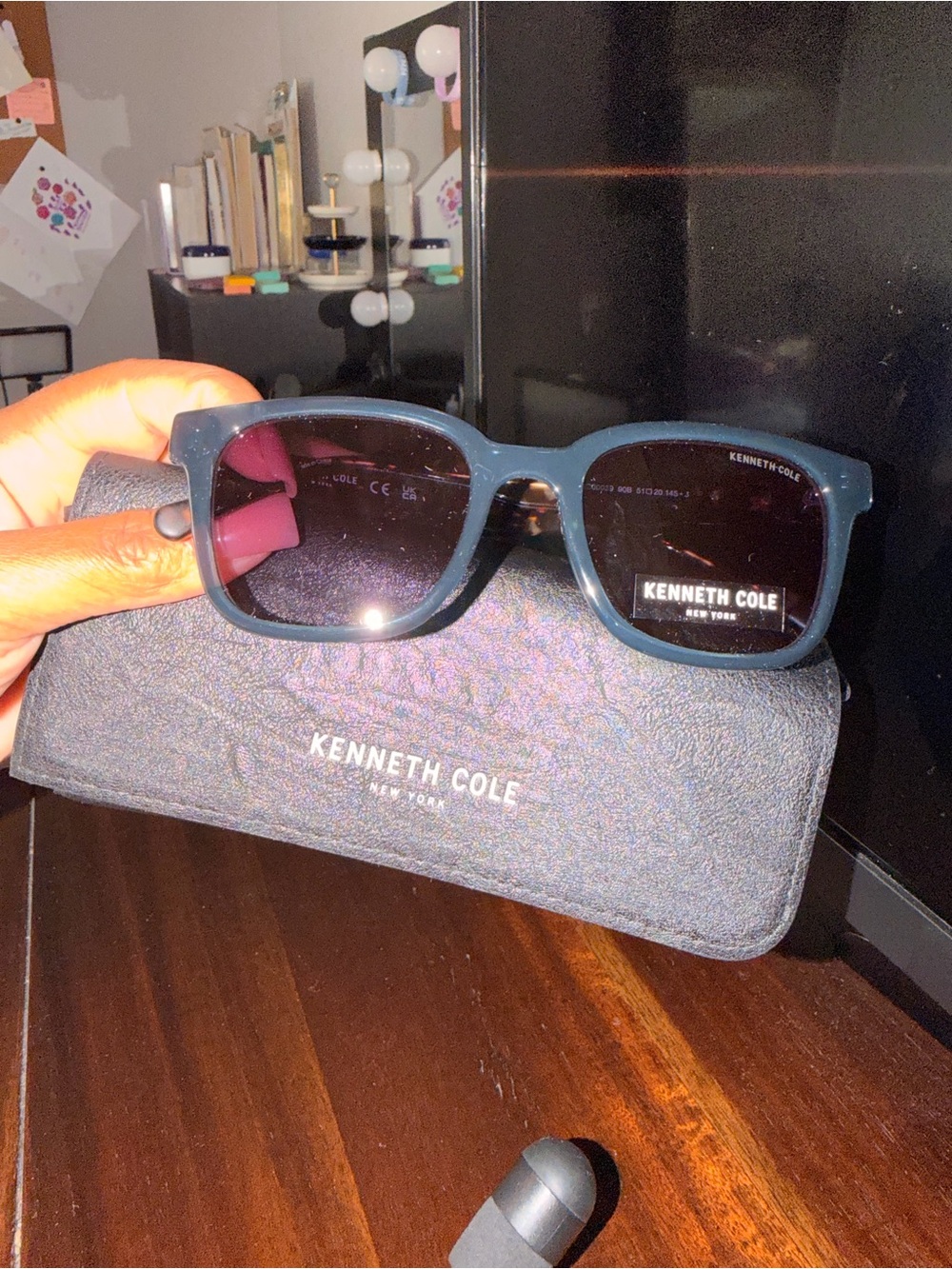 Kenneth Cole Men's Teal Frame Sunglasses with Dark Lenses